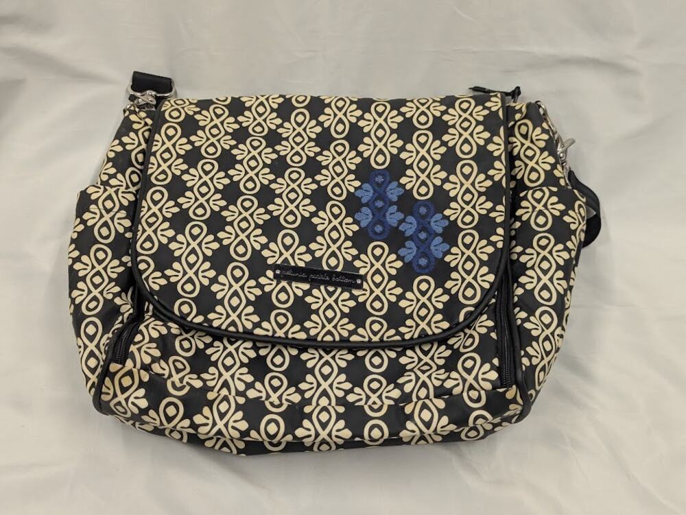 Petunia Pickle Floral inspired black and cream Bottom Boxy Backpack Diaper Bag